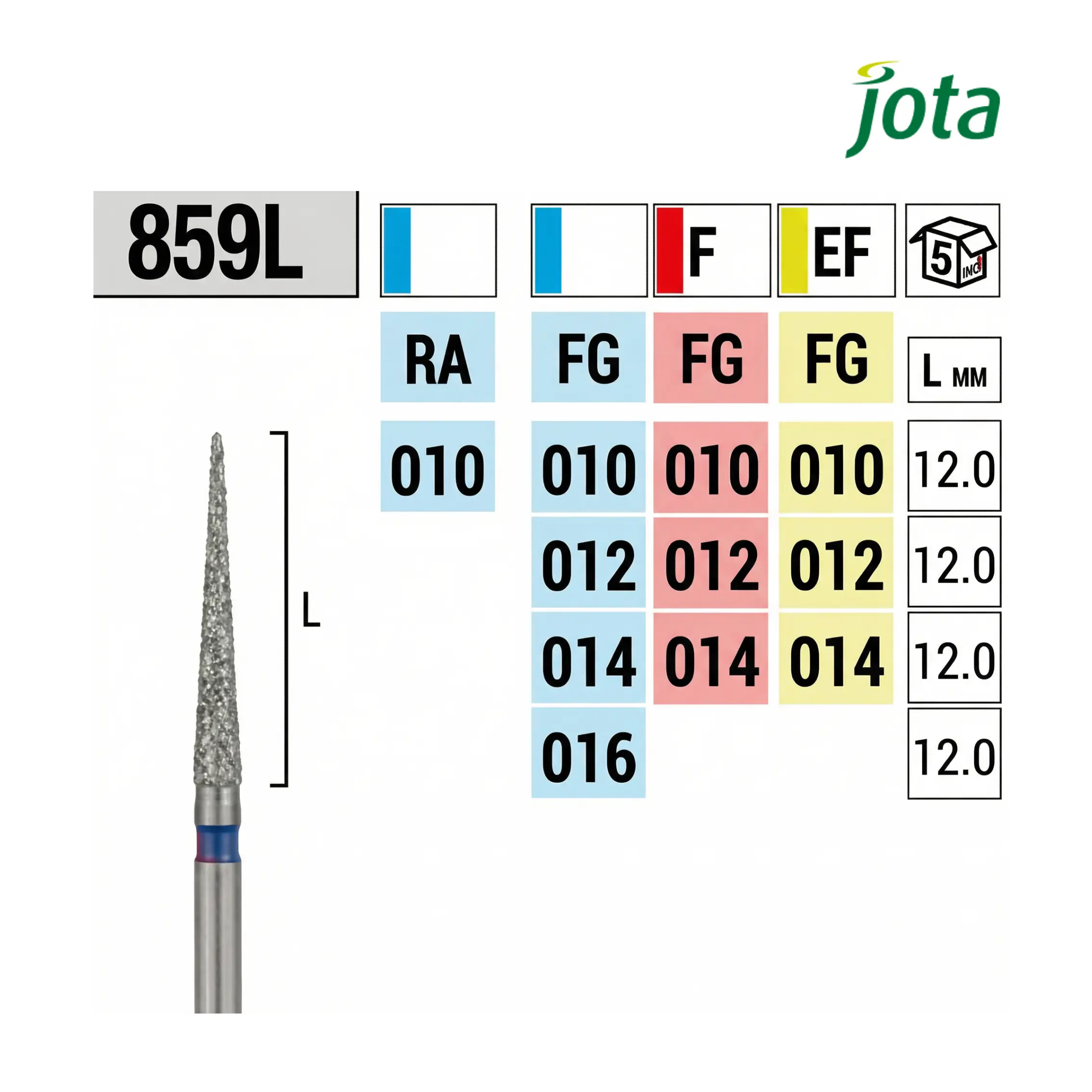 Fresa 859L de Diamante Forma de Lanza 12mm (5uds) – Jota Fresa-859L-de-Diamante-Forma-de-Lanza-12mm-5uds-–-Jota