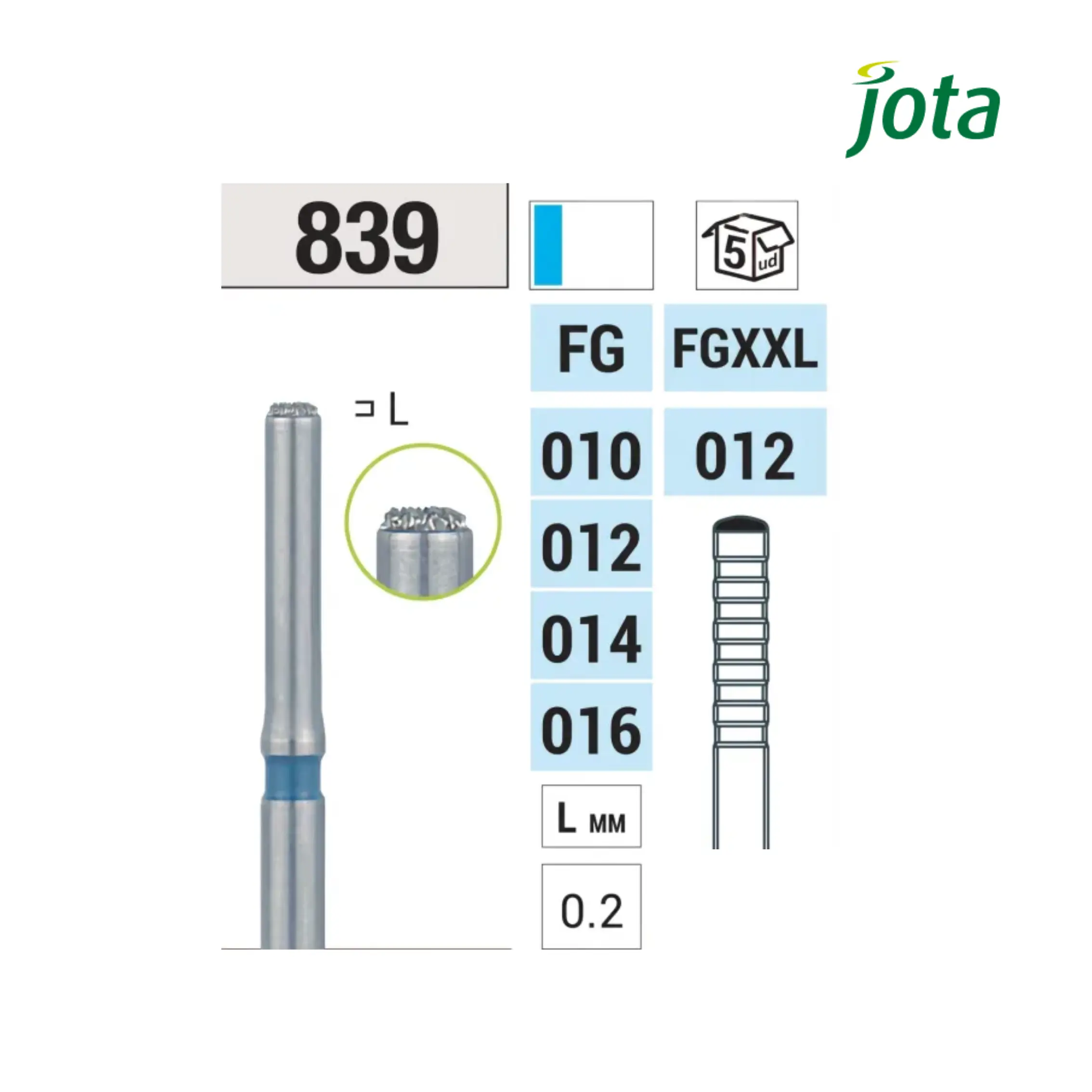 Fresa 839 de Diamante Solo en la Punta (5uds) - Jota Fresa-839-de-Diamante-Solo-en-la-Punta-5uds-Jota