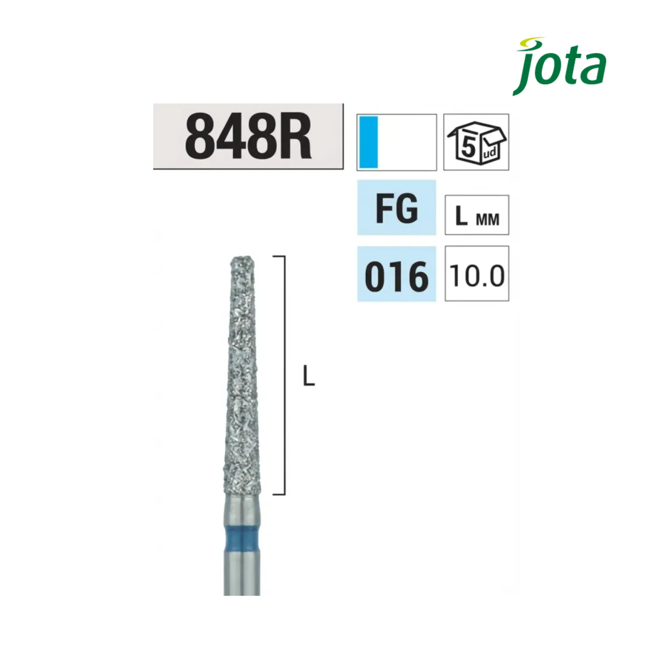 Fresa 848R de Diamante Forma Cónica Punta Redonda 016 (5uds) - Jota Fresa-848R-de-Diamante-Forma-Conica-Punta-Redonda-016-5uds-Jot