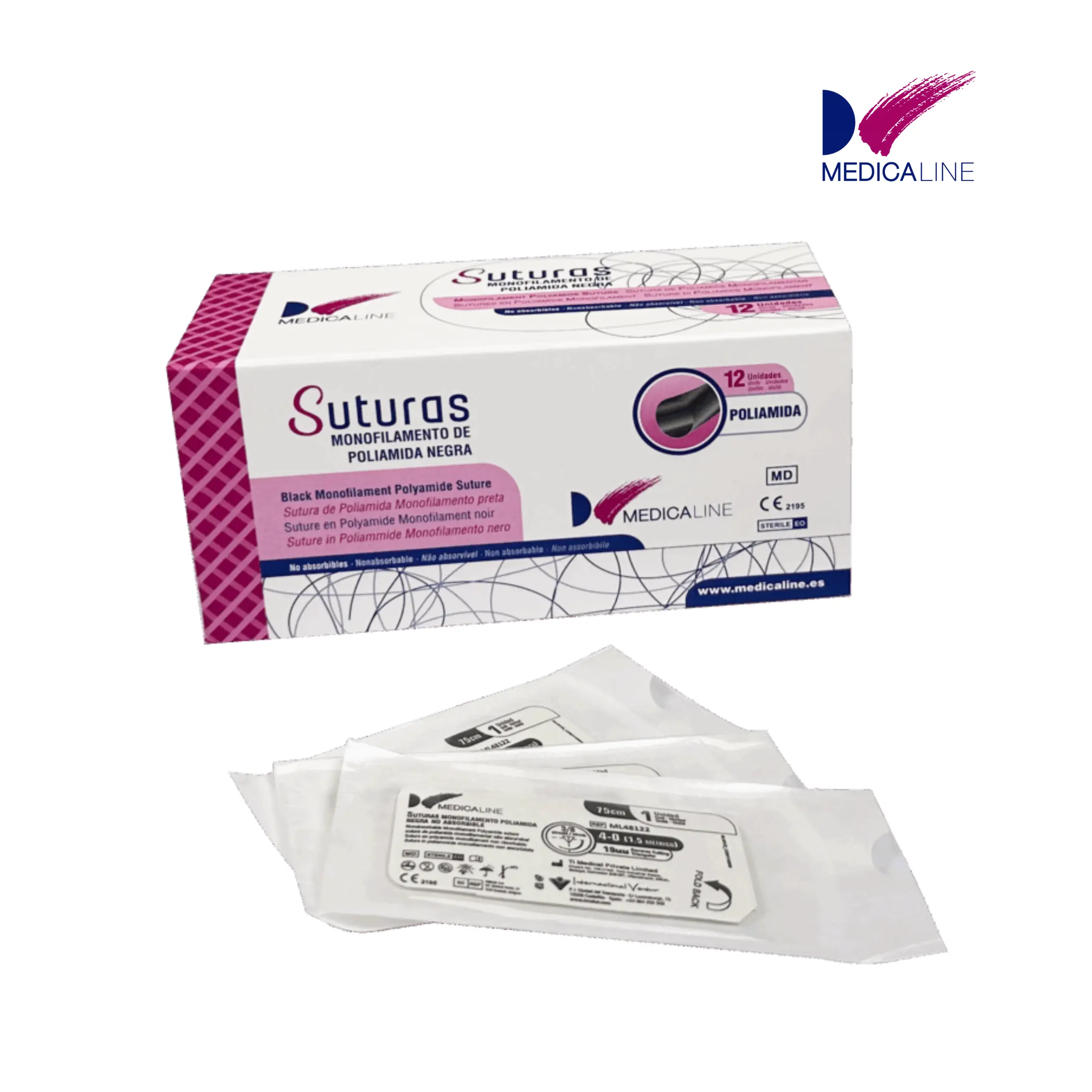 Sutura Monofilamento de Poliamida Negra 12 uds - MEDICALINE Sutura-Monofilamento-de-Poliamida-Negra-12-uds-MEDICALINE